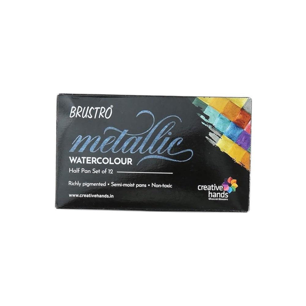 Brustro Metallic Watercolour Half Pan Set Of 12 Brustro